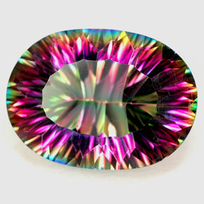 Cuarzo místico multicolor natural de 12,22 ct, corte óvalo, VVS