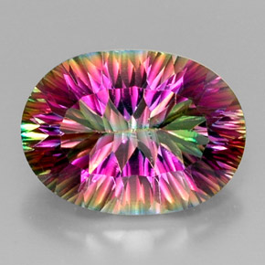 Cuarzo místico multicolor natural de 12,17 ct, corte óvalo, VVS