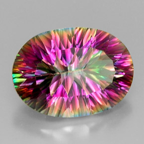 Cuarzo místico multicolor natural de 12,17 ct, corte óvalo, VVS