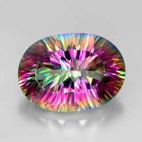 Cuarzo místico multicolor natural de 12,54 ct, corte óvalo, VVS