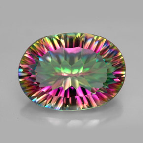 Cuarzo místico multicolor natural de 11,34 ct, corte óvalo, VVS