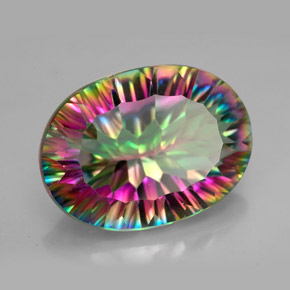Cuarzo místico multicolor natural de 11,34 ct, corte óvalo, VVS