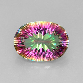Cuarzo místico multicolor natural de 11,45 ct, corte óvalo, VVS
