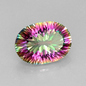 Cuarzo místico multicolor natural de 11,45 ct, corte óvalo, VVS