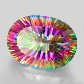 Cuarzo místico multicolor natural de 13,00 ct, corte óvalo, VVS