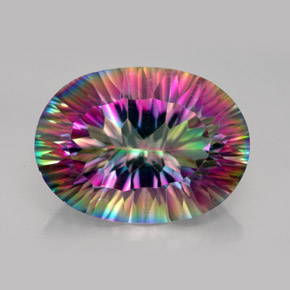 Cuarzo místico multicolor natural de 12,73 ct, corte óvalo, VVS