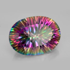 Cuarzo místico multicolor natural de 12,73 ct, corte óvalo, VVS