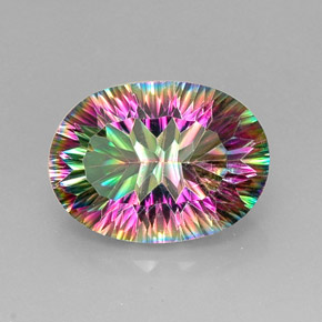 Cuarzo místico multicolor natural de 12,60 ct, corte óvalo, VVS