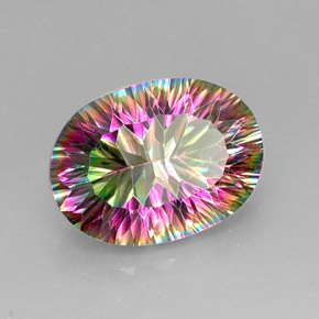 Cuarzo místico multicolor natural de 12,60 ct, corte óvalo, VVS