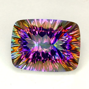 Cuarzo místico multicolor natural de 18,07 ct, corte cojín, IF