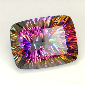 Cuarzo místico multicolor natural de 18,07 ct, corte cojín, IF