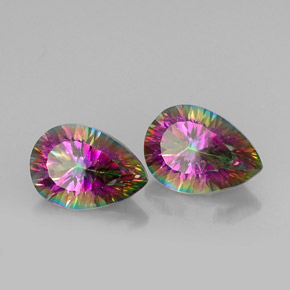 Gemas de cuarzo místico multicolor natural de  ct, en forma de pera, VVS