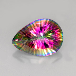 Cuarzo místico multicolor natural de 4,86 ct, en forma de pera, VVS-VS