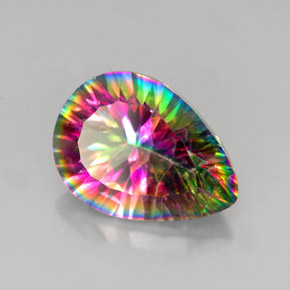 Cuarzo místico multicolor natural de 4,86 ct, en forma de pera, VVS-VS