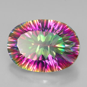 Cuarzo místico multicolor natural de 11,57 ct, corte óvalo, VVS-VS