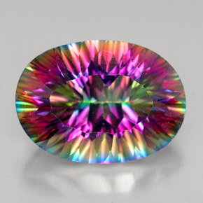 Cuarzo místico multicolor natural de 11,90 ct, corte óvalo, VVS-VS