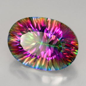 Cuarzo místico multicolor natural de 11,90 ct, corte óvalo, VVS-VS