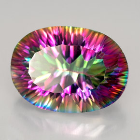 Cuarzo místico multicolor natural de 12,28 ct, corte óvalo, VVS-VS