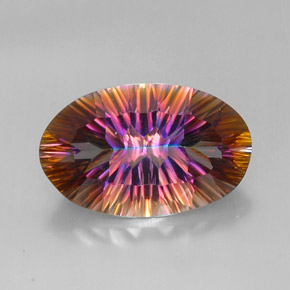 Cuarzo místico multicolor natural de 14,22 ct, corte óvalo, VVS