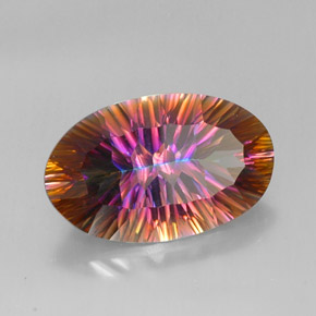 Cuarzo místico multicolor natural de 14,22 ct, corte óvalo, VVS