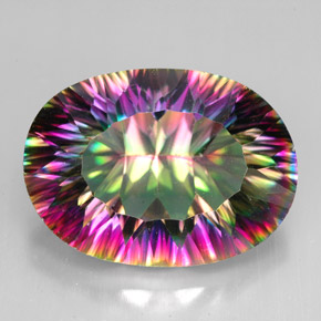 Cuarzo místico multicolor natural de 11,40 ct, corte óvalo, VVS-VS