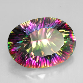 Cuarzo místico multicolor natural de 11,40 ct, corte óvalo, VVS-VS