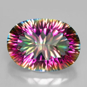 Cuarzo místico multicolor natural de 11,70 ct, corte óvalo, VVS-VS