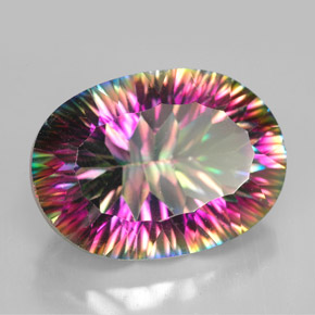 Cuarzo místico multicolor natural de 11,70 ct, corte óvalo, VVS-VS