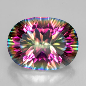 Cuarzo místico multicolor natural de 9,29 ct, corte óvalo, VVS-VS