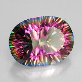 Cuarzo místico multicolor natural de 9,29 ct, corte óvalo, VVS-VS