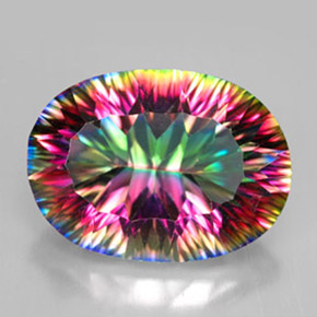 Cuarzo místico multicolor natural de 11,01 ct, corte óvalo, VVS-VS