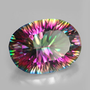 Cuarzo místico multicolor natural de 11,01 ct, corte óvalo, VVS-VS
