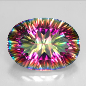 Cuarzo místico multicolor natural de 10,60 ct, corte óvalo, VVS-VS