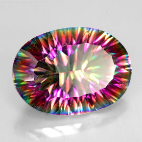 Cuarzo místico multicolor natural de 10,60 ct, corte óvalo, VVS-VS