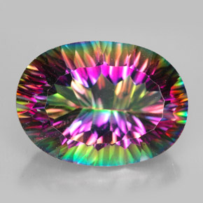 Cuarzo místico multicolor natural de 12,45 ct, corte óvalo, VVS-VS