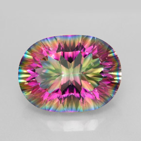 Cuarzo místico multicolor natural de 9,34 ct, corte óvalo, VVS-VS