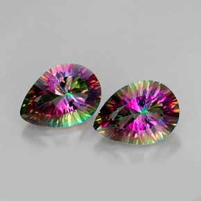 Gemas de cuarzo místico multicolor natural de  ct, en forma de pera, VVS