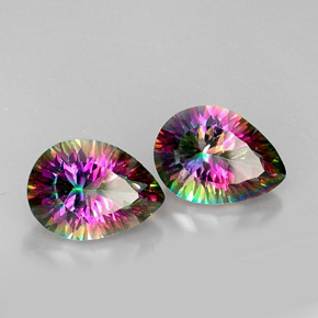 Gemas de cuarzo místico multicolor natural de  ct, en forma de pera, VVS