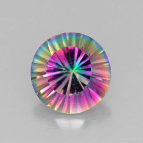 Cuarzo místico multicolor natural de 2,39 ct, corte redondo, VVS-VS