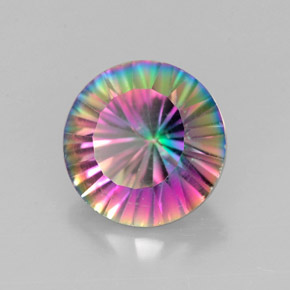 Cuarzo místico multicolor natural de 2,39 ct, corte redondo, VVS-VS