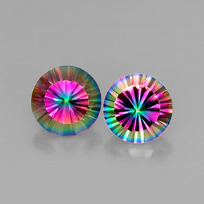 Gemas de cuarzo místico multicolor natural de  ct, corte redondo, VVS-VS