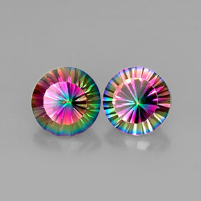 Gemas de cuarzo místico multicolor natural de  ct, corte redondo, VVS-VS