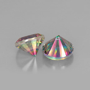 Gemas de cuarzo místico multicolor natural de  ct, corte redondo, VVS-VS