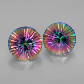 Gemas de cuarzo místico multicolor natural de  ct, corte redondo, VVS-VS