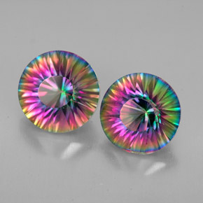 Gemas de cuarzo místico multicolor natural de  ct, corte redondo, VVS-VS