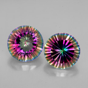 Gemas de cuarzo místico multicolor natural de  ct, corte redondo, VVS-VS