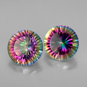 Gemas de cuarzo místico multicolor natural de  ct, corte redondo, VVS-VS