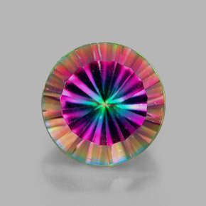 Cuarzo místico multicolor natural de 2,67 ct, corte redondo, VVS-VS
