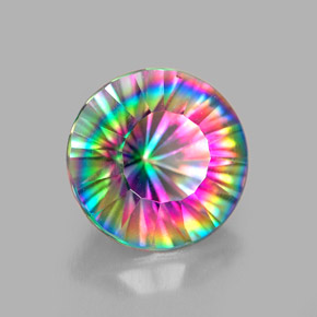 Cuarzo místico multicolor natural de 2,25 ct, corte redondo, VVS-VS