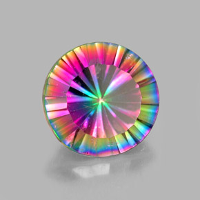 Cuarzo místico multicolor natural de 2,25 ct, corte redondo, VVS-VS
